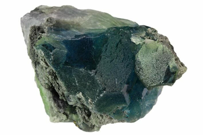 Blue-Green Fluorite on Sparkling Quartz - China #128581